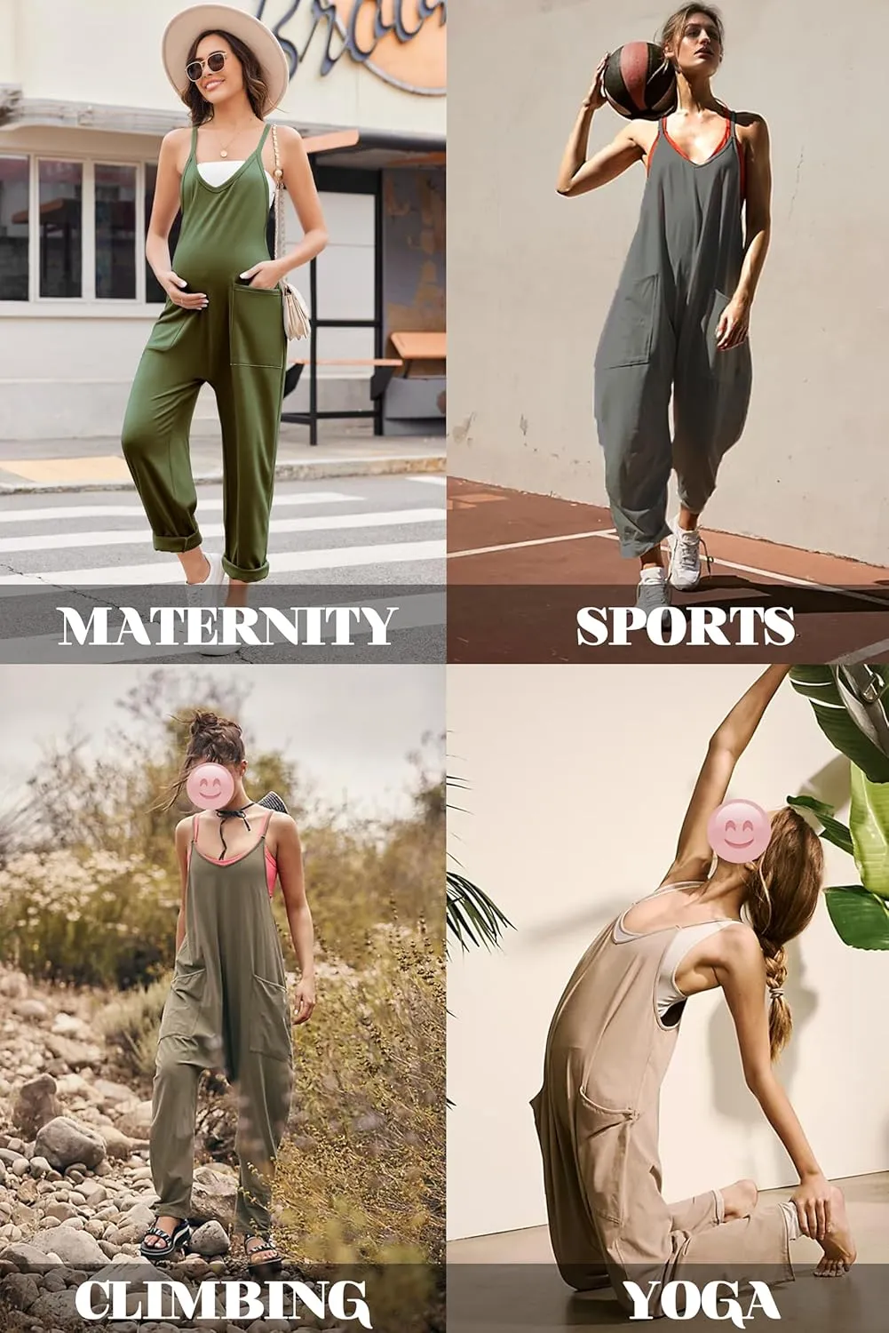 Ekouaer Womens Sleeveless Jumpsuit Loose Spaghetti Strap Baggy Overalls Jumpers Casual Long Pants Rompers with Pockets 2025