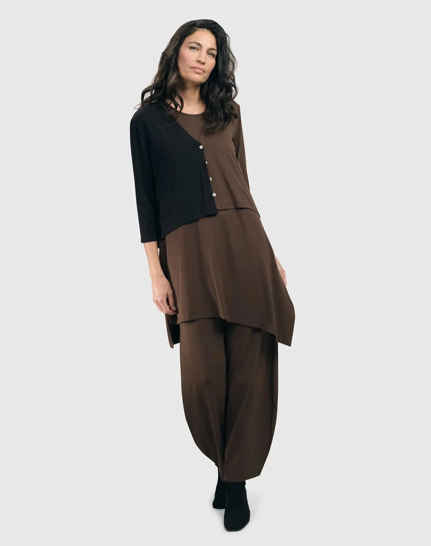 Essential 2-tone Crop Cardigan, Coffee