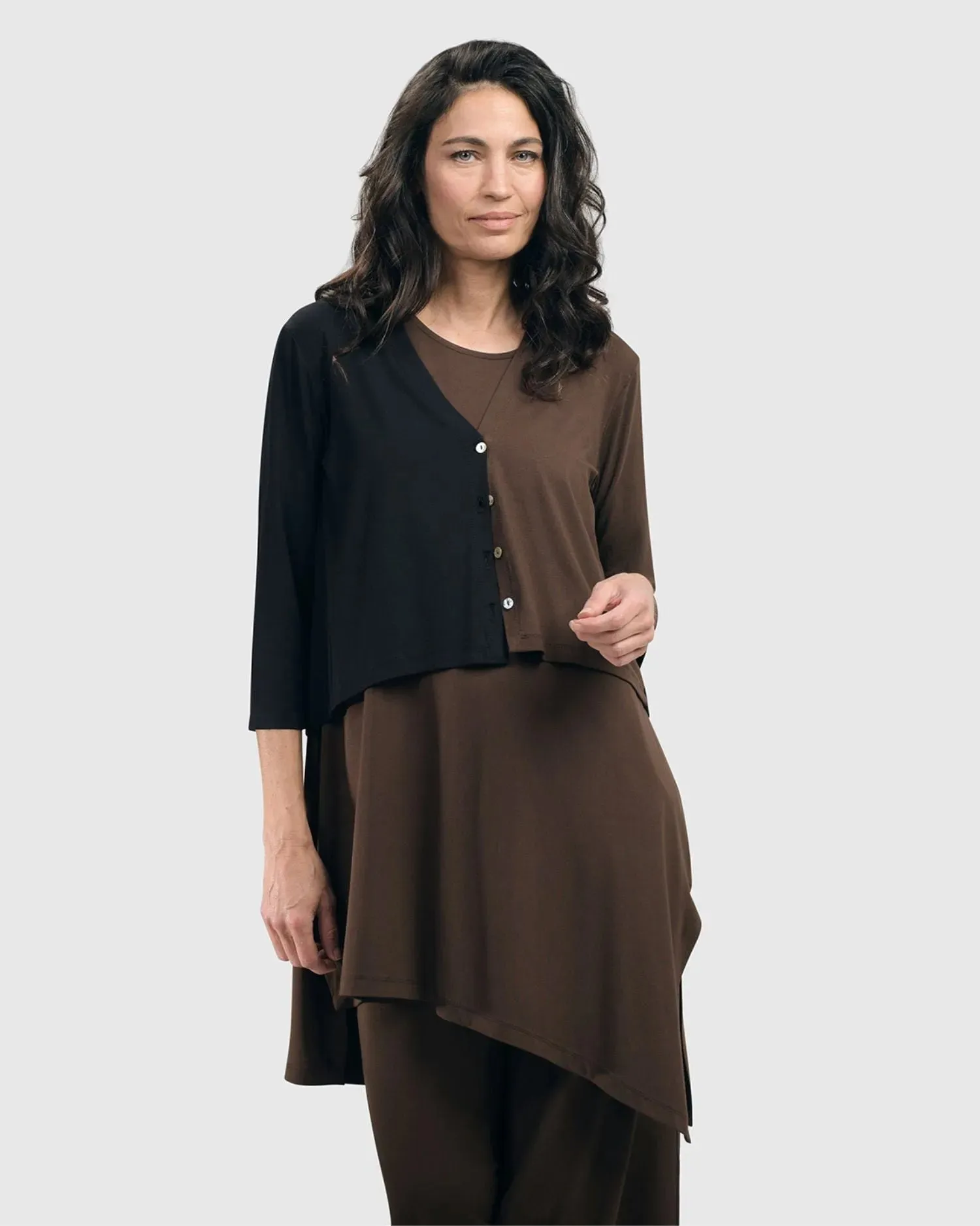 Essential 2-tone Crop Cardigan, Coffee