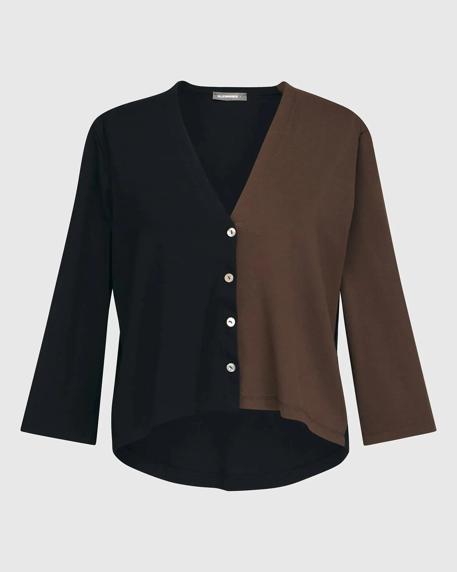 Essential 2-tone Crop Cardigan, Coffee