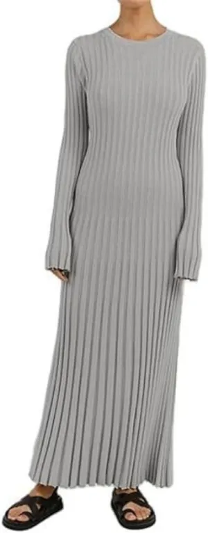 Fall Knit Dresses for Women 2024 Elegant Ribbed Pleated Bodycon Sweater Dress Casual Loose Maternity Dress