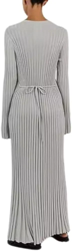 Fall Knit Dresses for Women 2024 Elegant Ribbed Pleated Bodycon Sweater Dress Casual Loose Maternity Dress