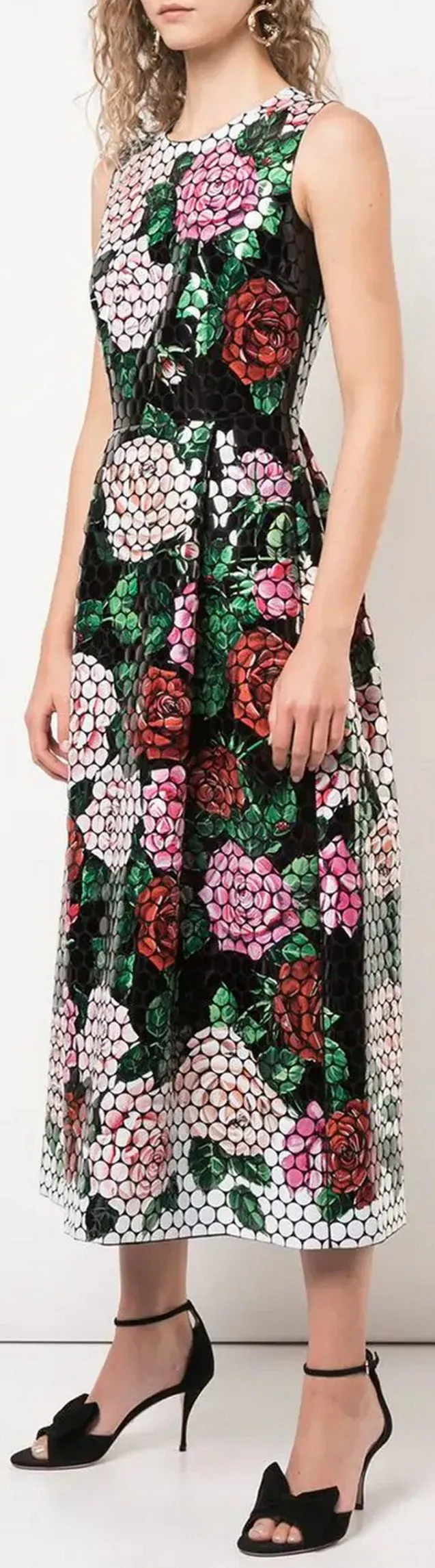 Floral Hologram Flare Dress