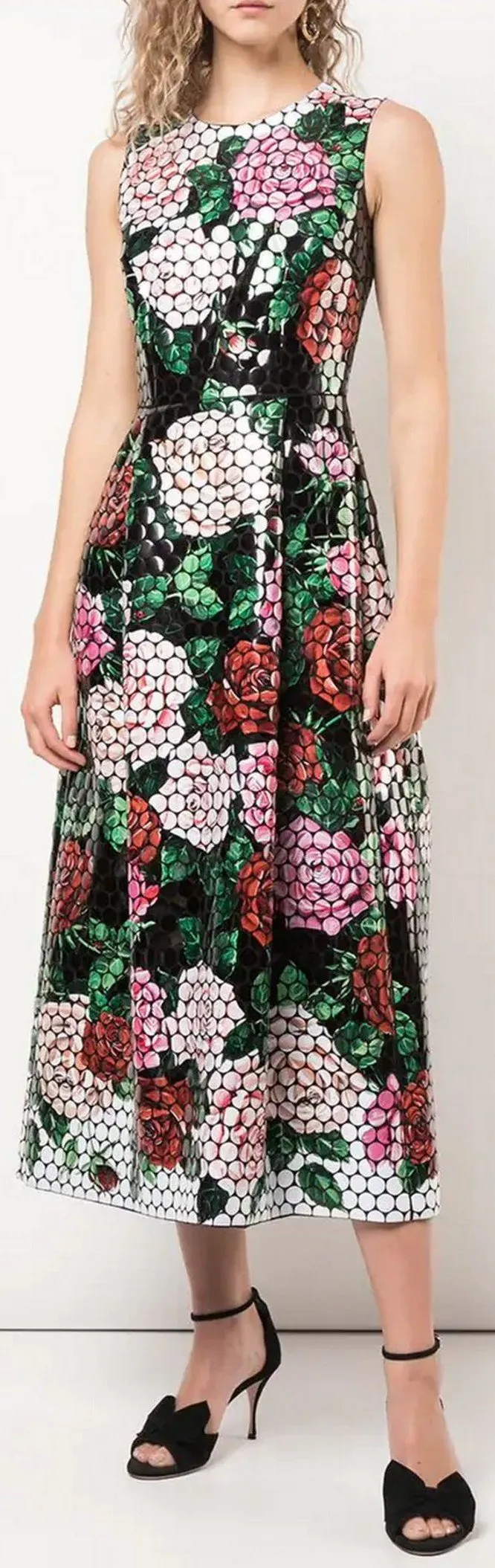 Floral Hologram Flare Dress