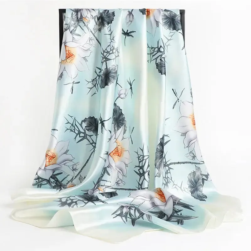 Floral Print Silk Scarf
