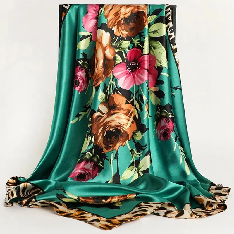 Floral Print Silk Scarf