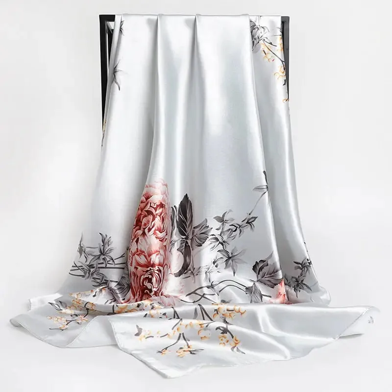 Floral Print Silk Scarf