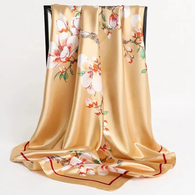 Floral Print Silk Scarf