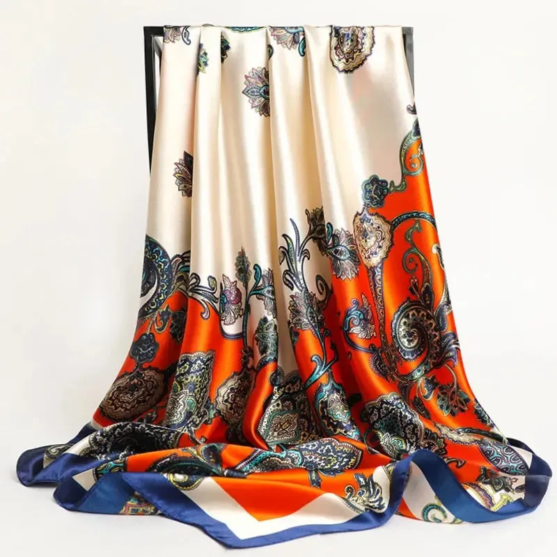Floral Print Silk Scarf