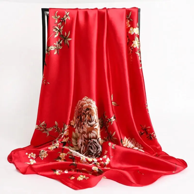 Floral Print Silk Scarf