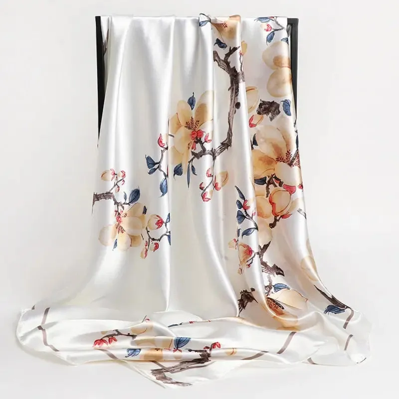Floral Print Silk Scarf