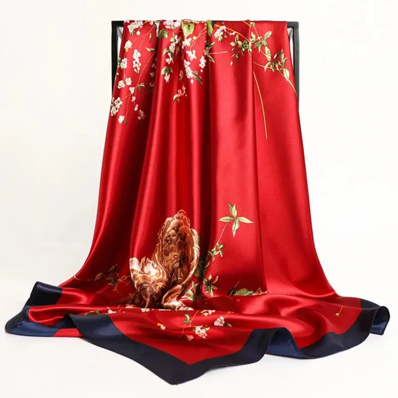 Floral Print Silk Scarf