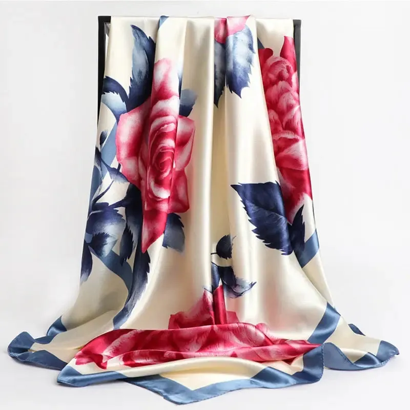 Floral Print Silk Scarf