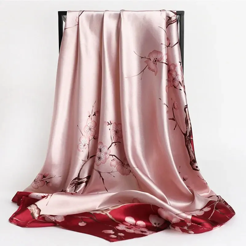 Floral Print Silk Scarf