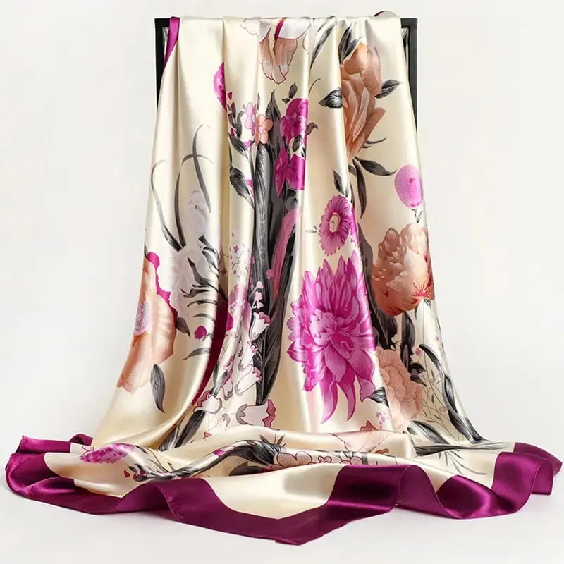 Floral Print Silk Scarf