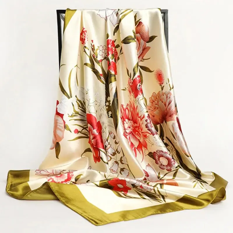 Floral Print Silk Scarf