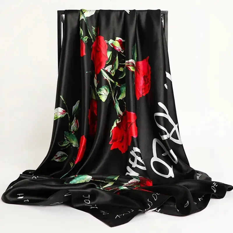 Floral Print Silk Scarf