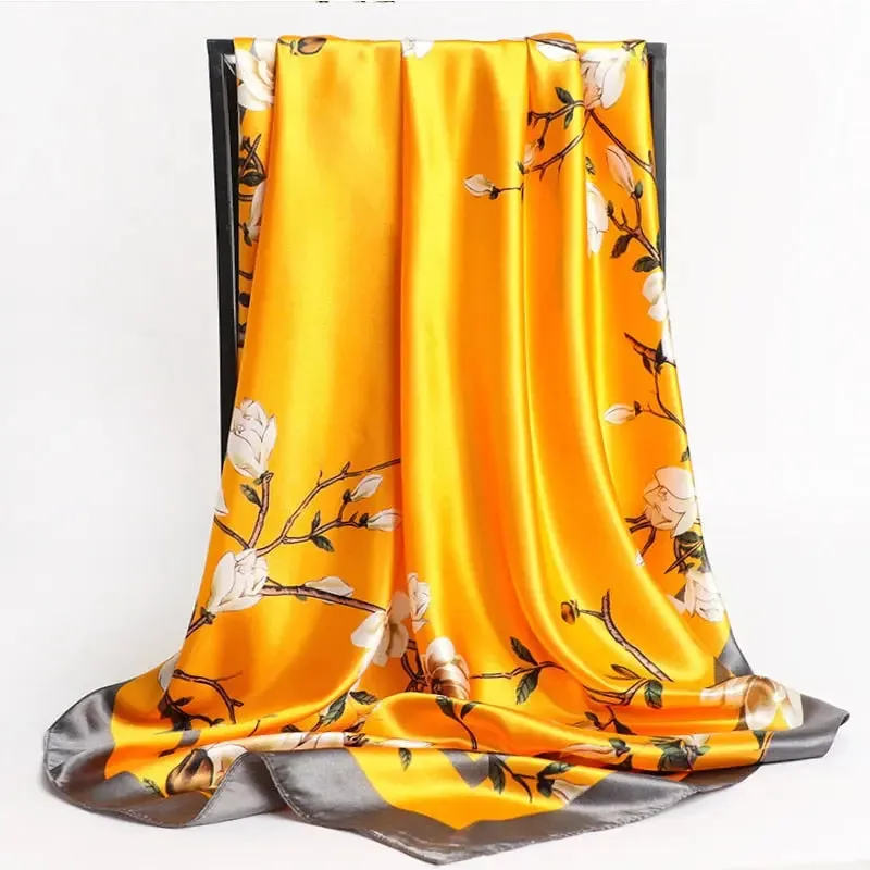 Floral Print Silk Scarf