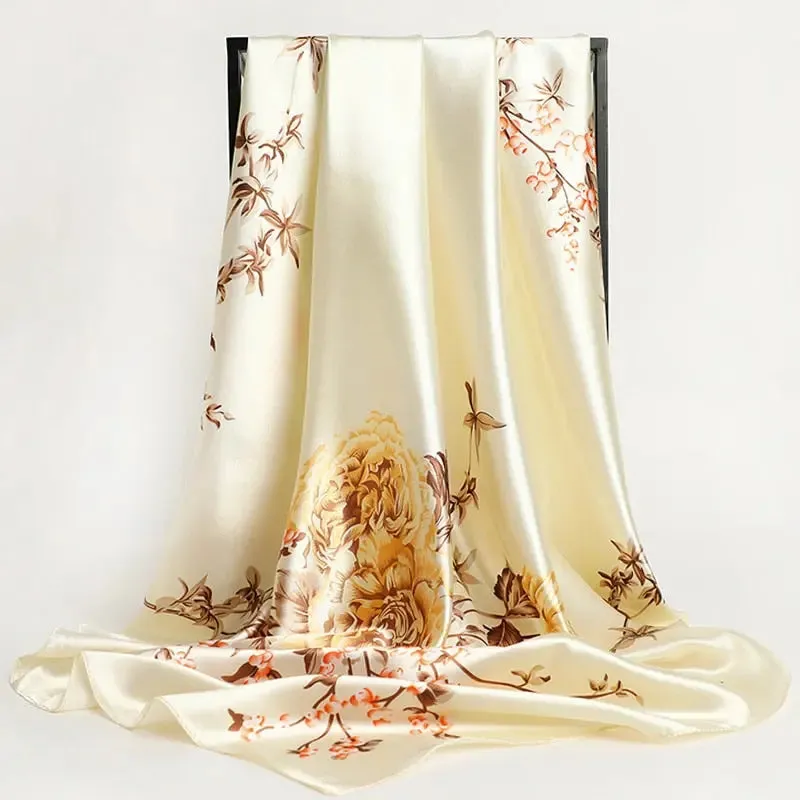 Floral Print Silk Scarf