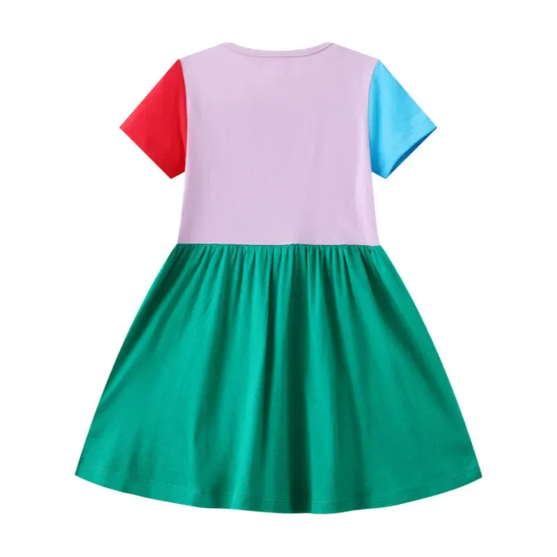 Flowers Hearts Embroidery Little Girls Cotton Princess Dresses