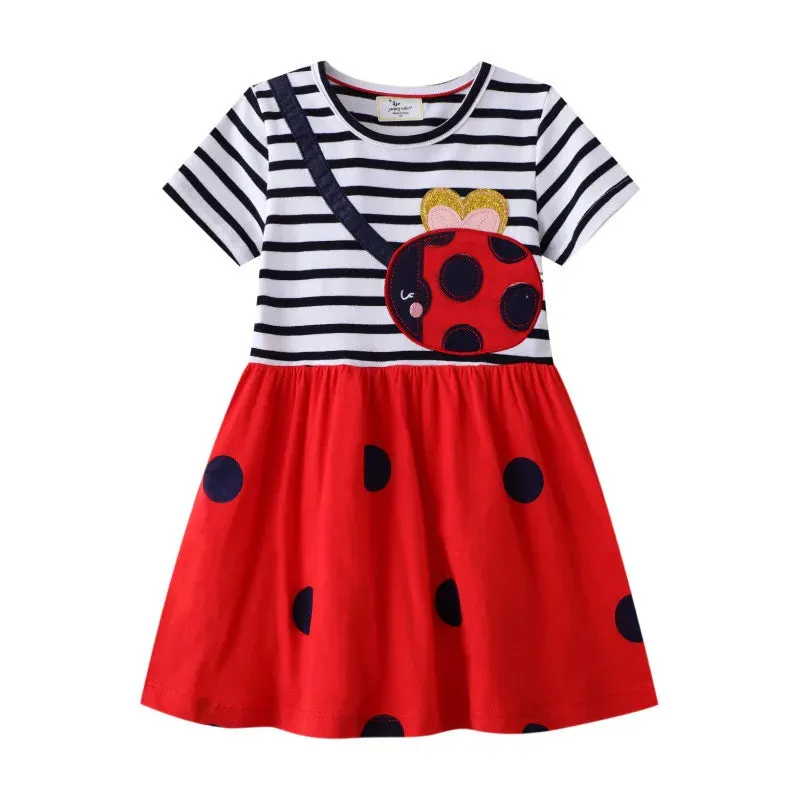 Flowers Hearts Embroidery Little Girls Cotton Princess Dresses