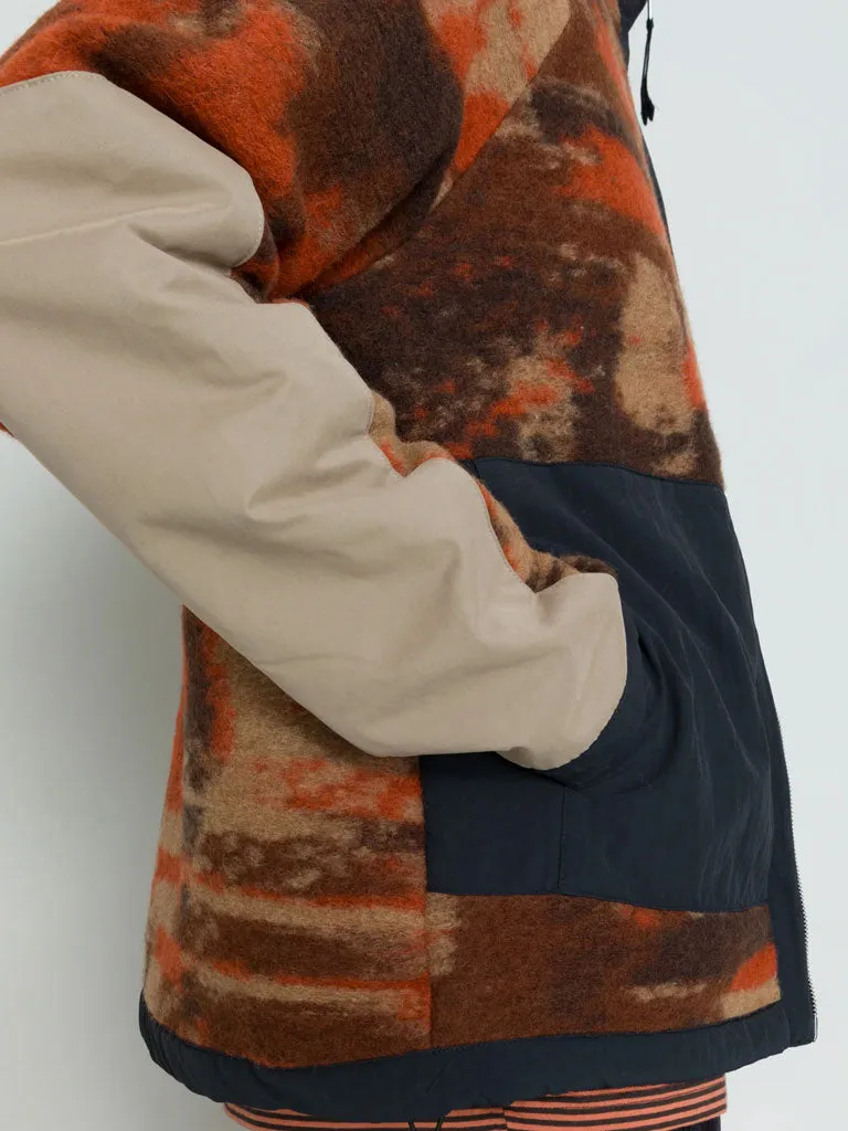 Folk Signal Fleece in Rust Multi Checkerboard