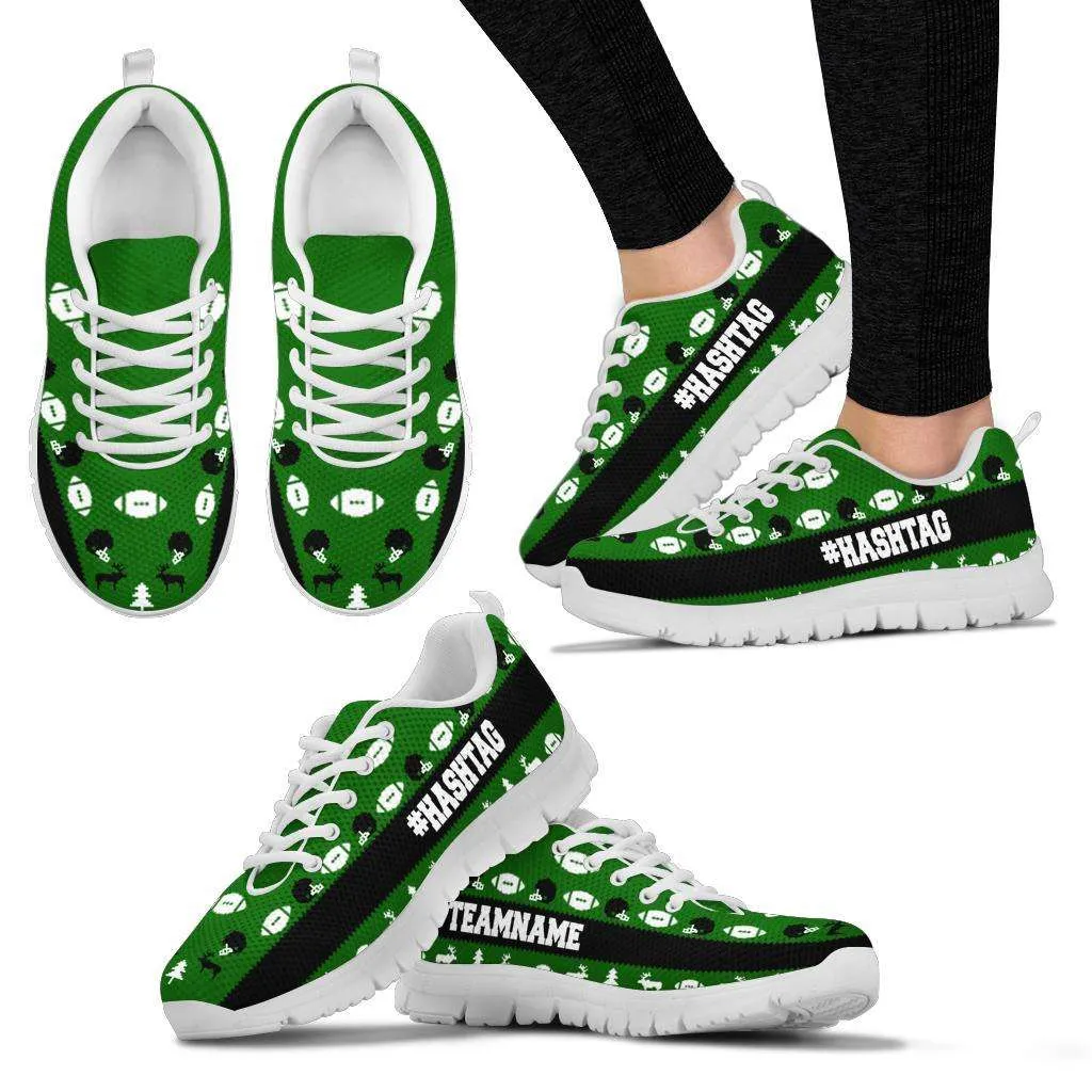 Football Fan Ugly Christmas Sweater Style Personalized With Your Text Running Shoes