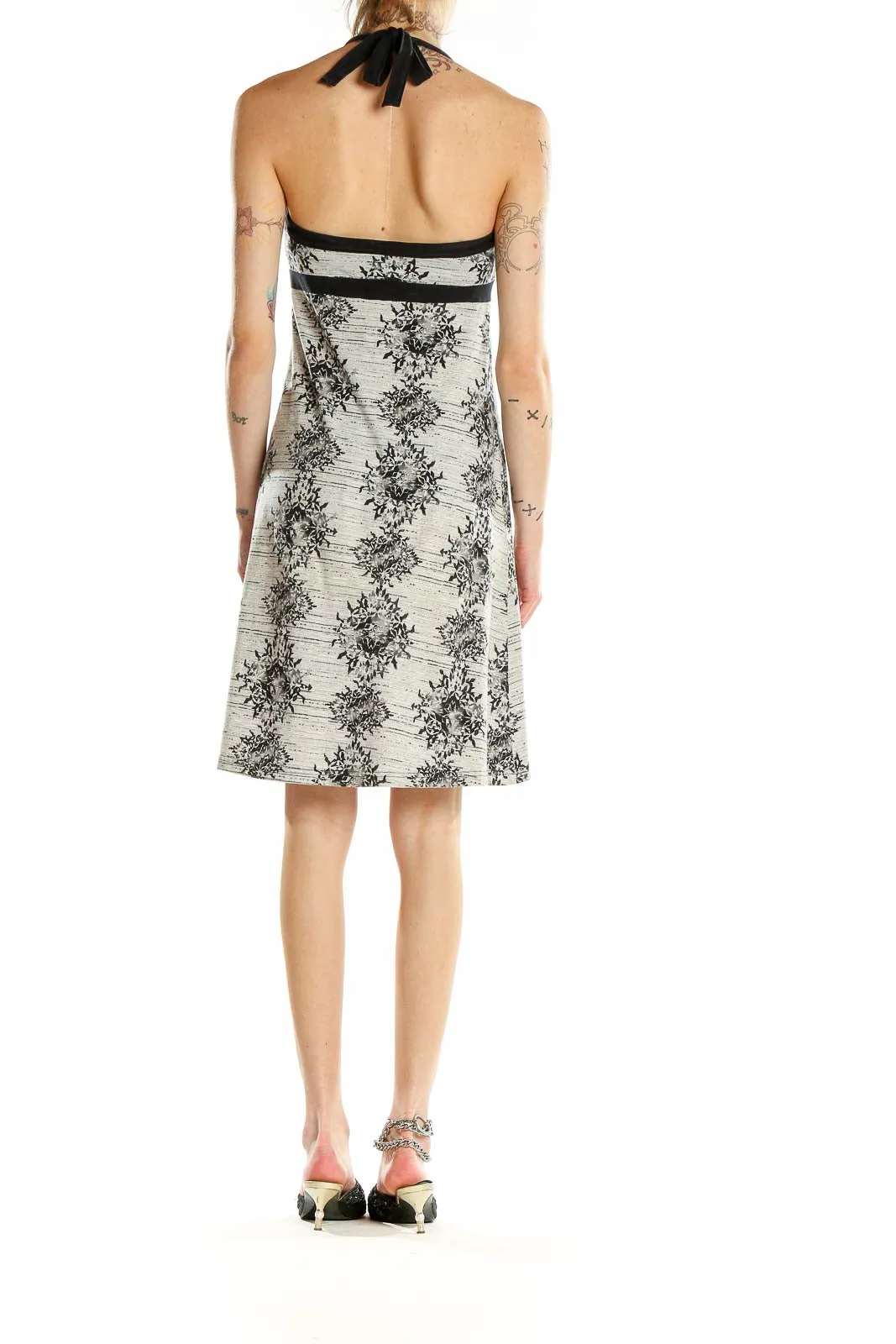 Gray Floral Halter Sundress