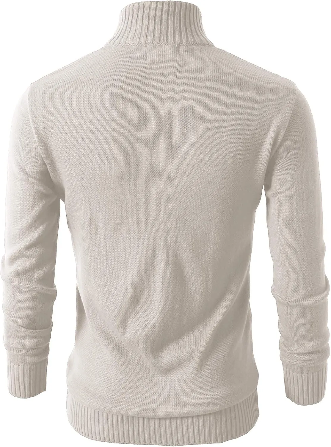 H2H Mens Casual Slim Fit Pullover Sweaters Long Sleeve Knitted Fabric Zip Up Mock Neck Polo Sweater