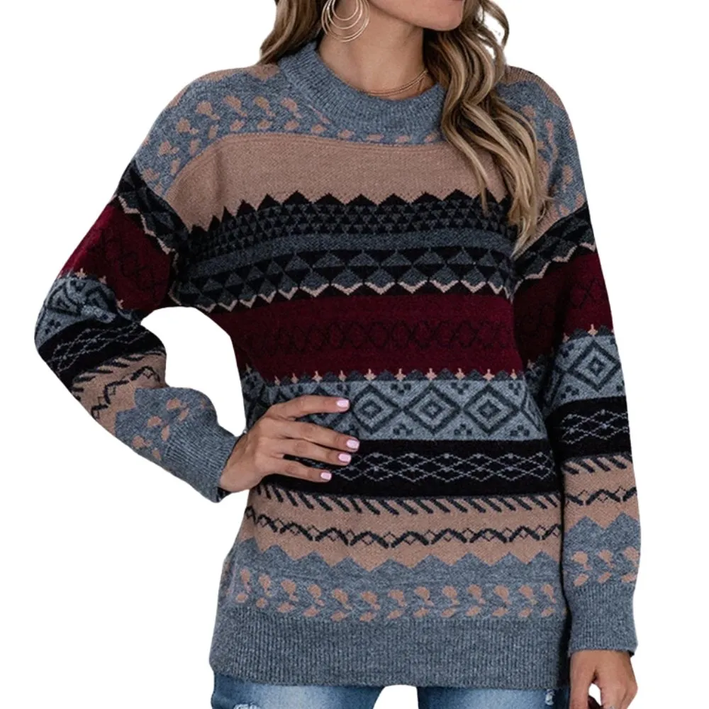 Healy | Striped Knit Sweater – Grey Blue, Cozy Style