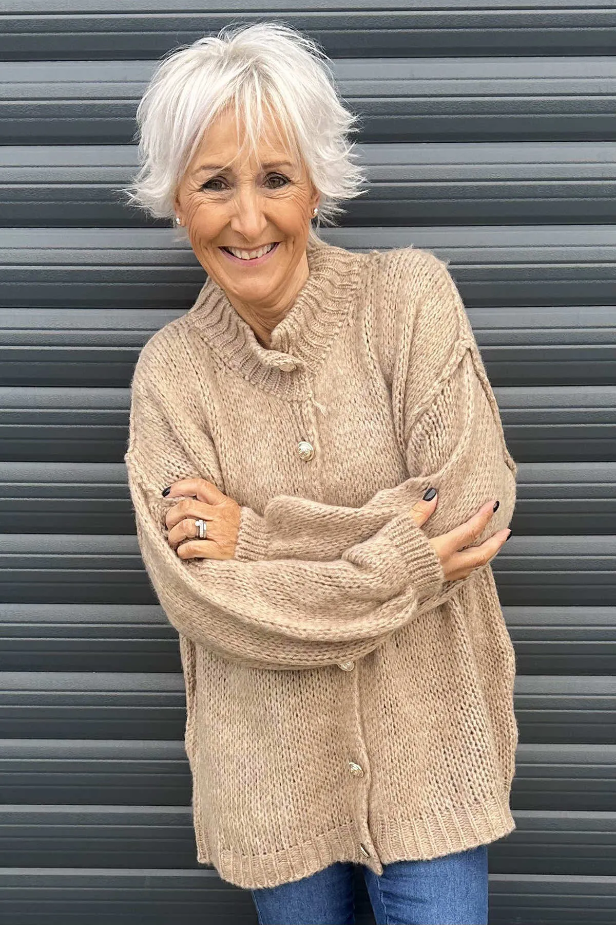 Idalia Knitted Cardigan Stone