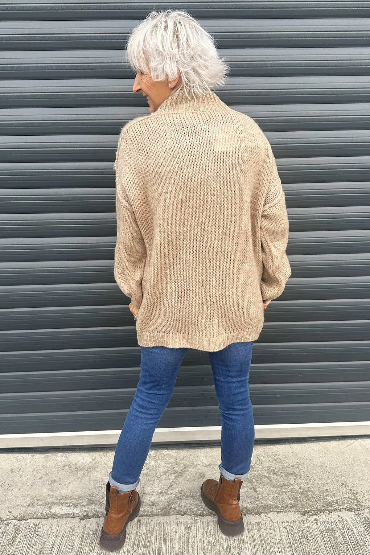 Idalia Knitted Cardigan Stone