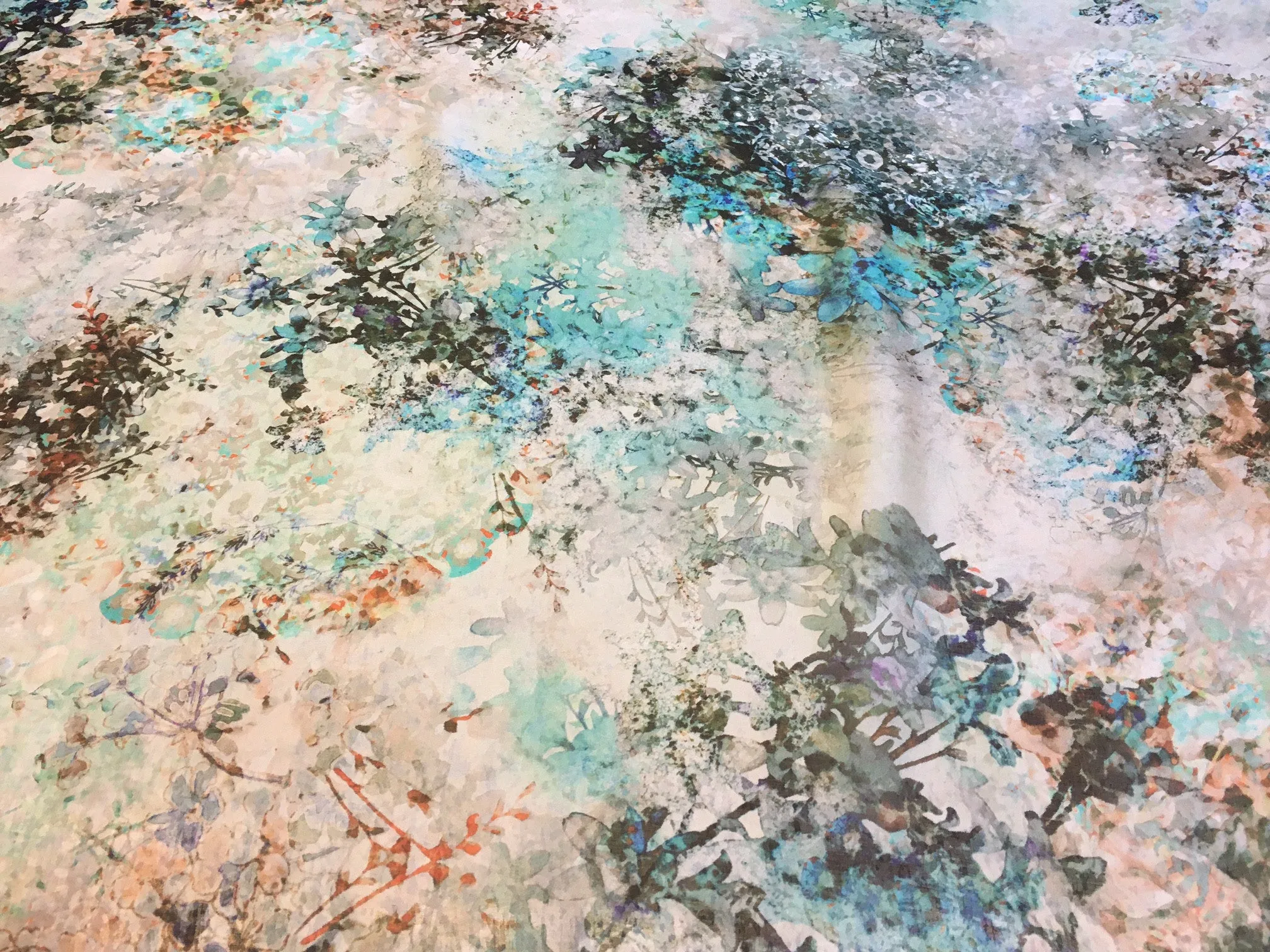 Jardin Teal Chiffon Silk