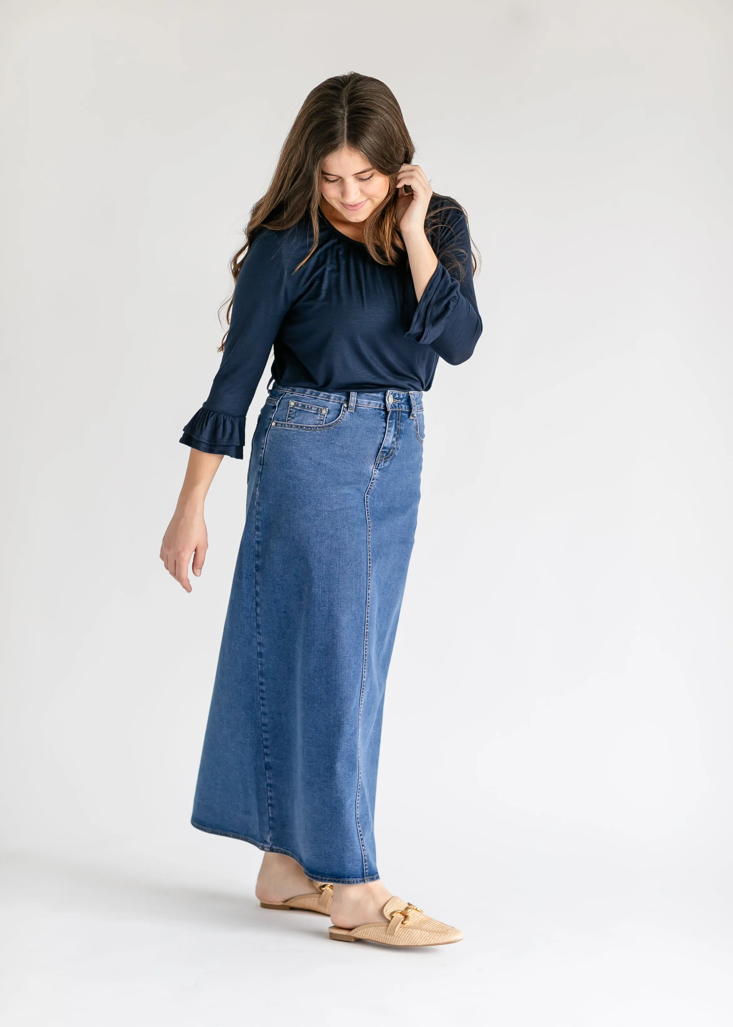 Joy A-Line Long Denim Skirt - FINAL SALE