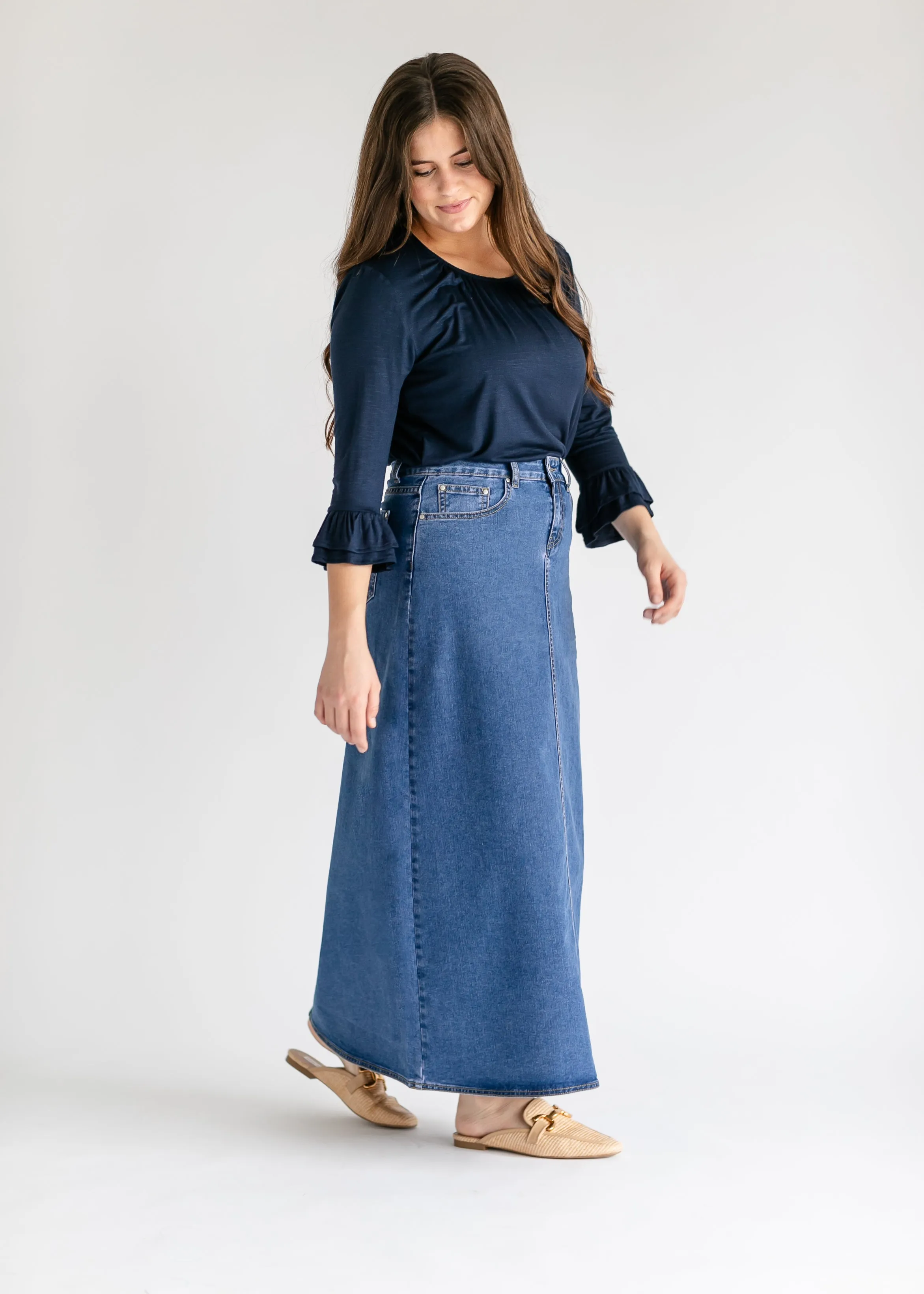 Joy A-Line Long Denim Skirt - FINAL SALE