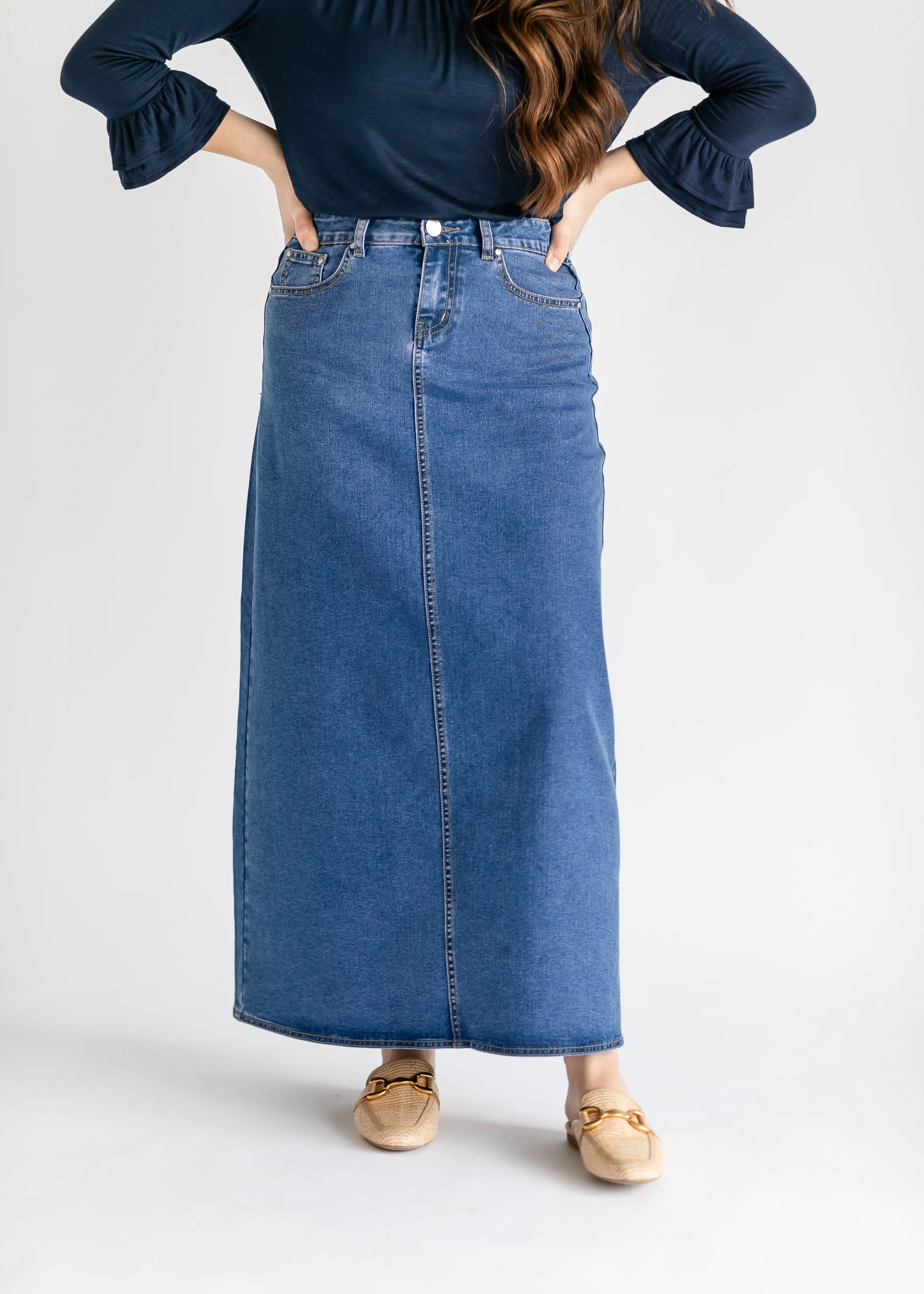 Joy A-Line Long Denim Skirt - FINAL SALE