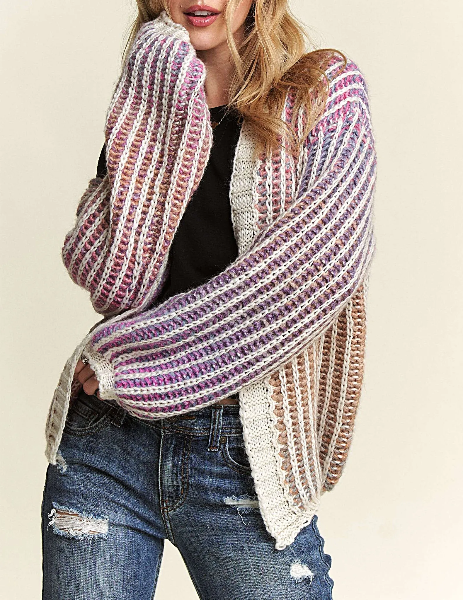 Kaira Rainbow Knit Cardigan