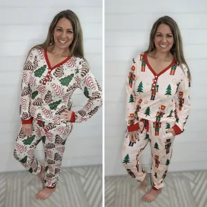 LONG SLEEVE HOLIDAY JOGGER PJ SET - 2 PRINTS