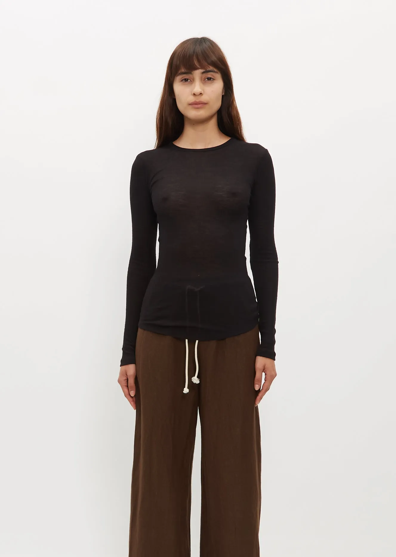 Luna Organic Merino Wool Long Sleeve Tee — Black