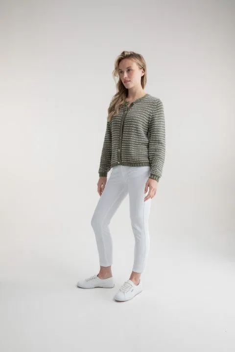 Marble Khaki with White Hearts Super Soft Button Cardigan - 100% Cotton