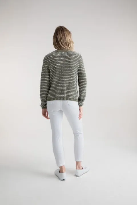 Marble Khaki with White Hearts Super Soft Button Cardigan - 100% Cotton