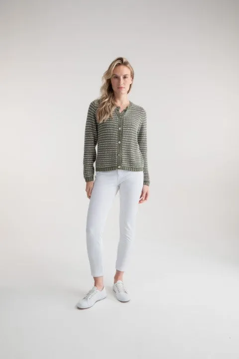 Marble Khaki with White Hearts Super Soft Button Cardigan - 100% Cotton