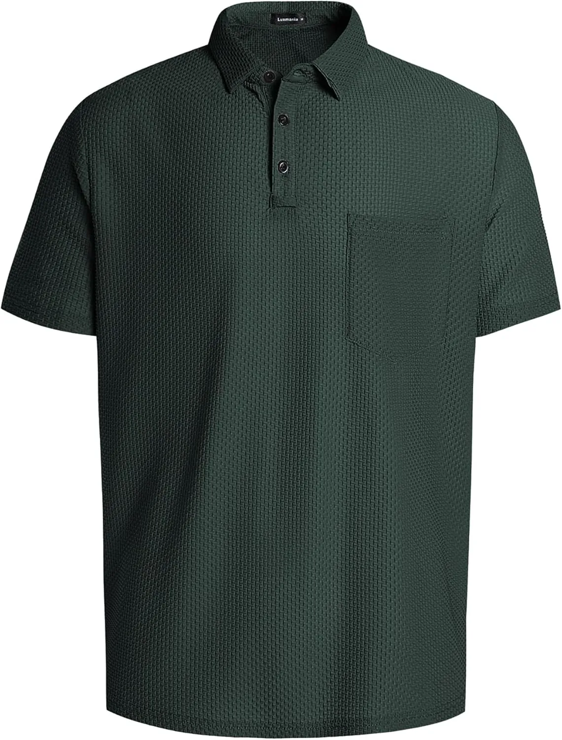 Men's Casual Short Sleeve Bubble Jacquard Polo Shirt Solid Collared T-Shirt Golf Polo Shirts with Pocket