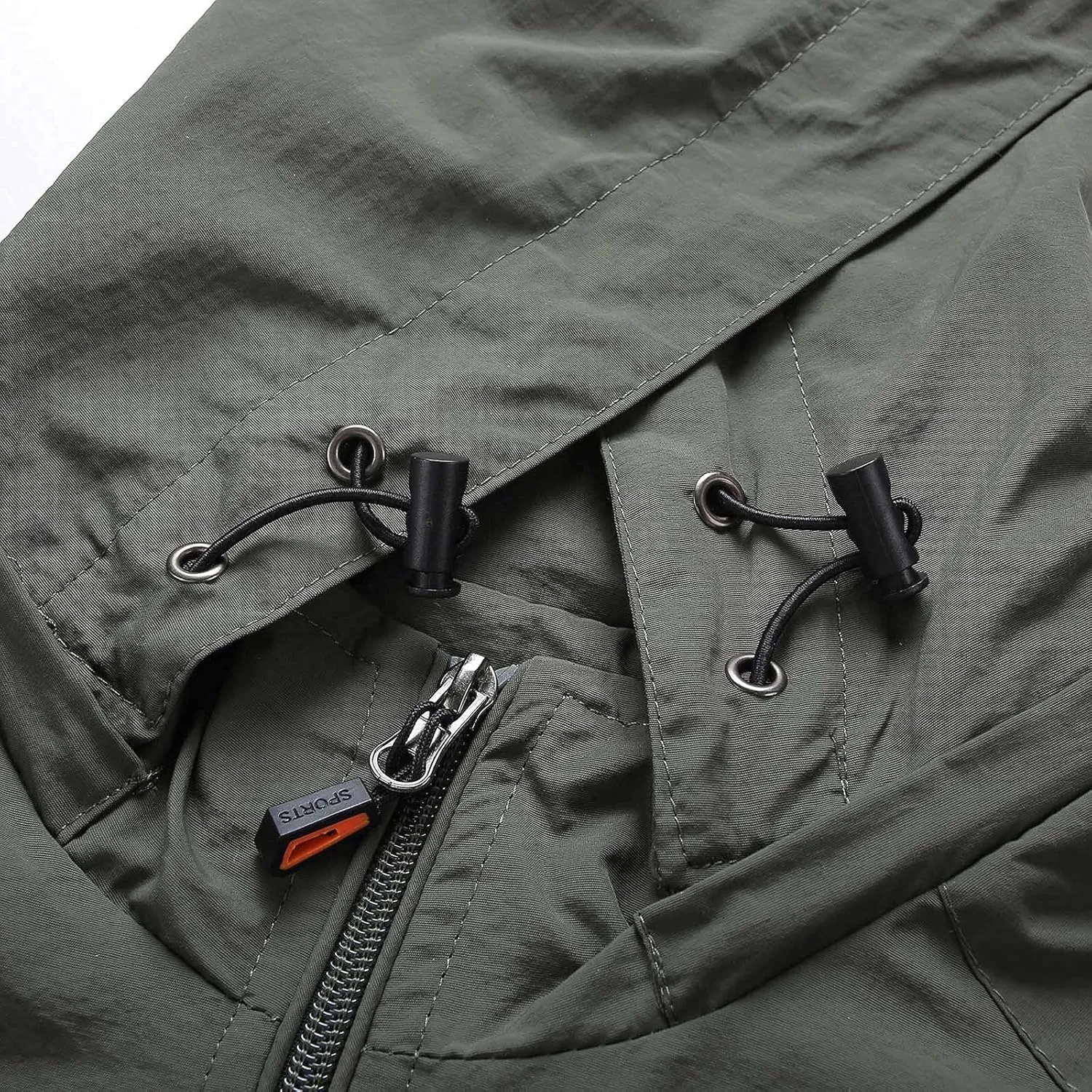 Men's Lightweight Shell Jacket Waterproof Windbreaker Rain Coat for Hiking Travel Climbing with Removable Hood