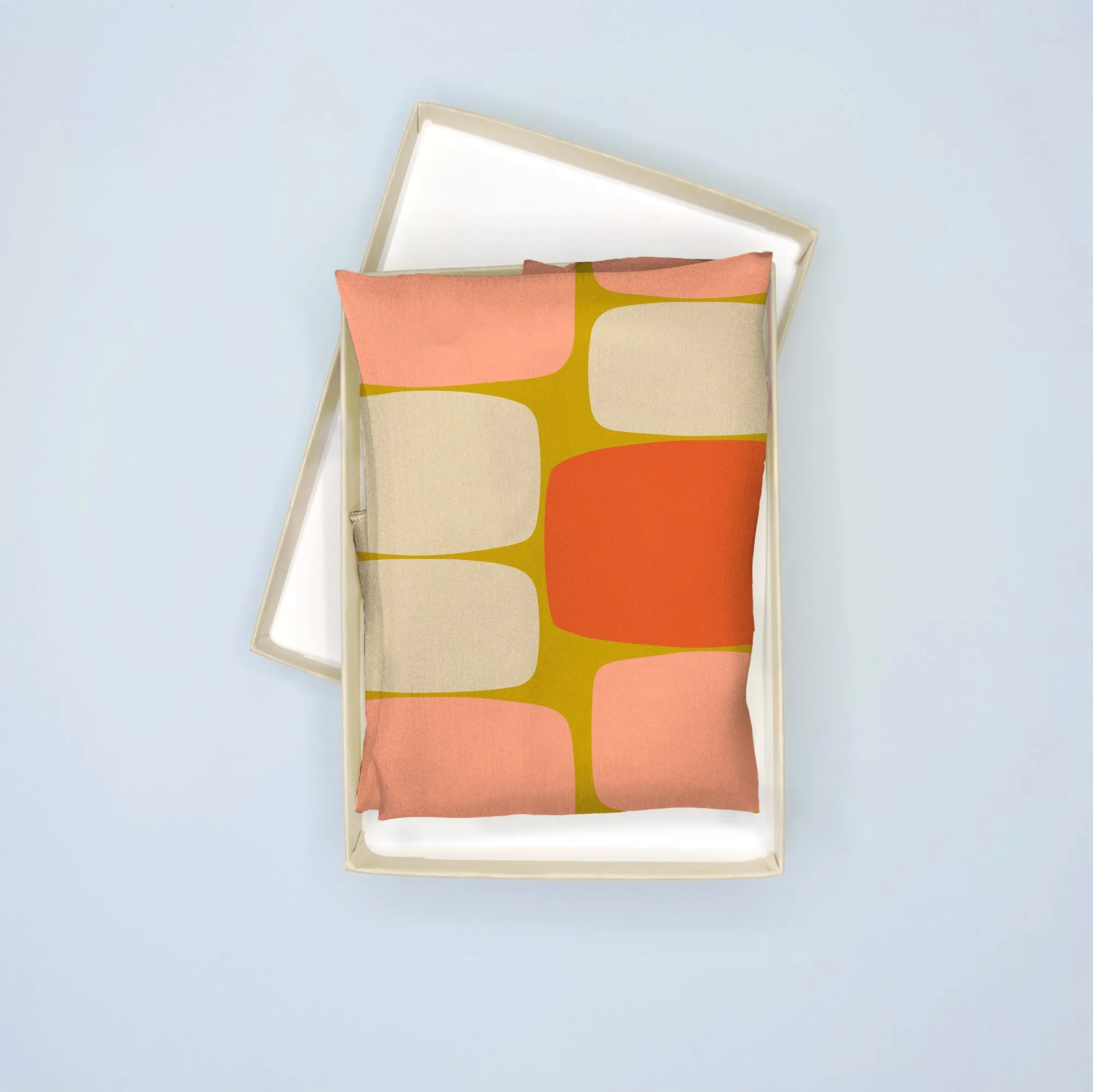 Mid century Peach abstract shapes square scarf