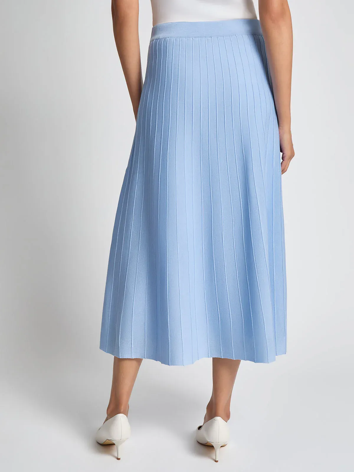 Misook Ribbed Knit A-Line Maxi Skirt Vanity Fit - Arctic Blue