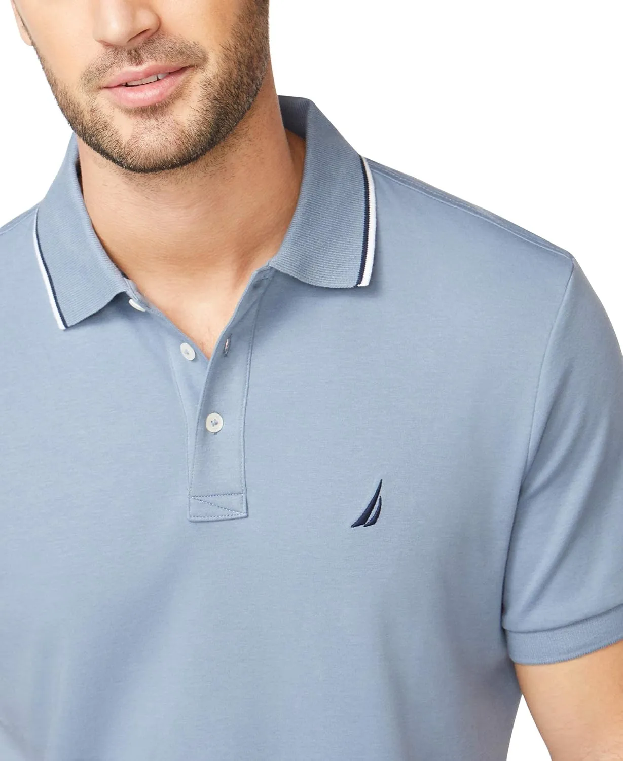 Nautica Men's Classic Fit Short Sleeve Dual Tipped Collar Polo Shirt