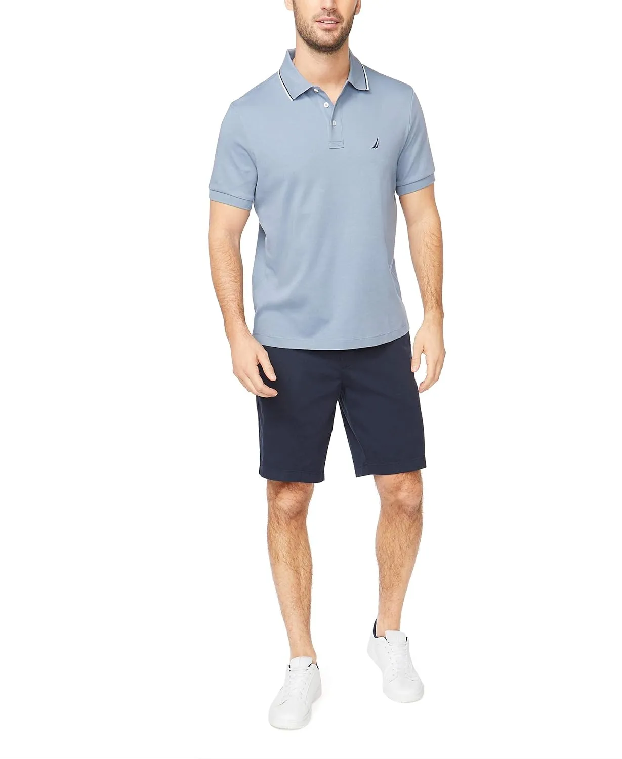 Nautica Men's Classic Fit Short Sleeve Dual Tipped Collar Polo Shirt