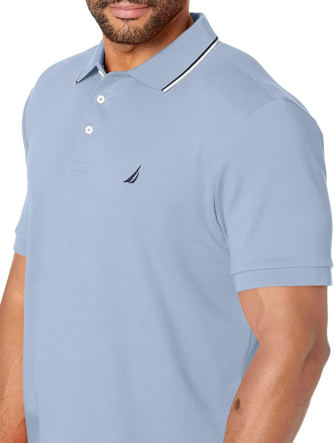 Nautica Men's Classic Fit Short Sleeve Dual Tipped Collar Polo Shirt