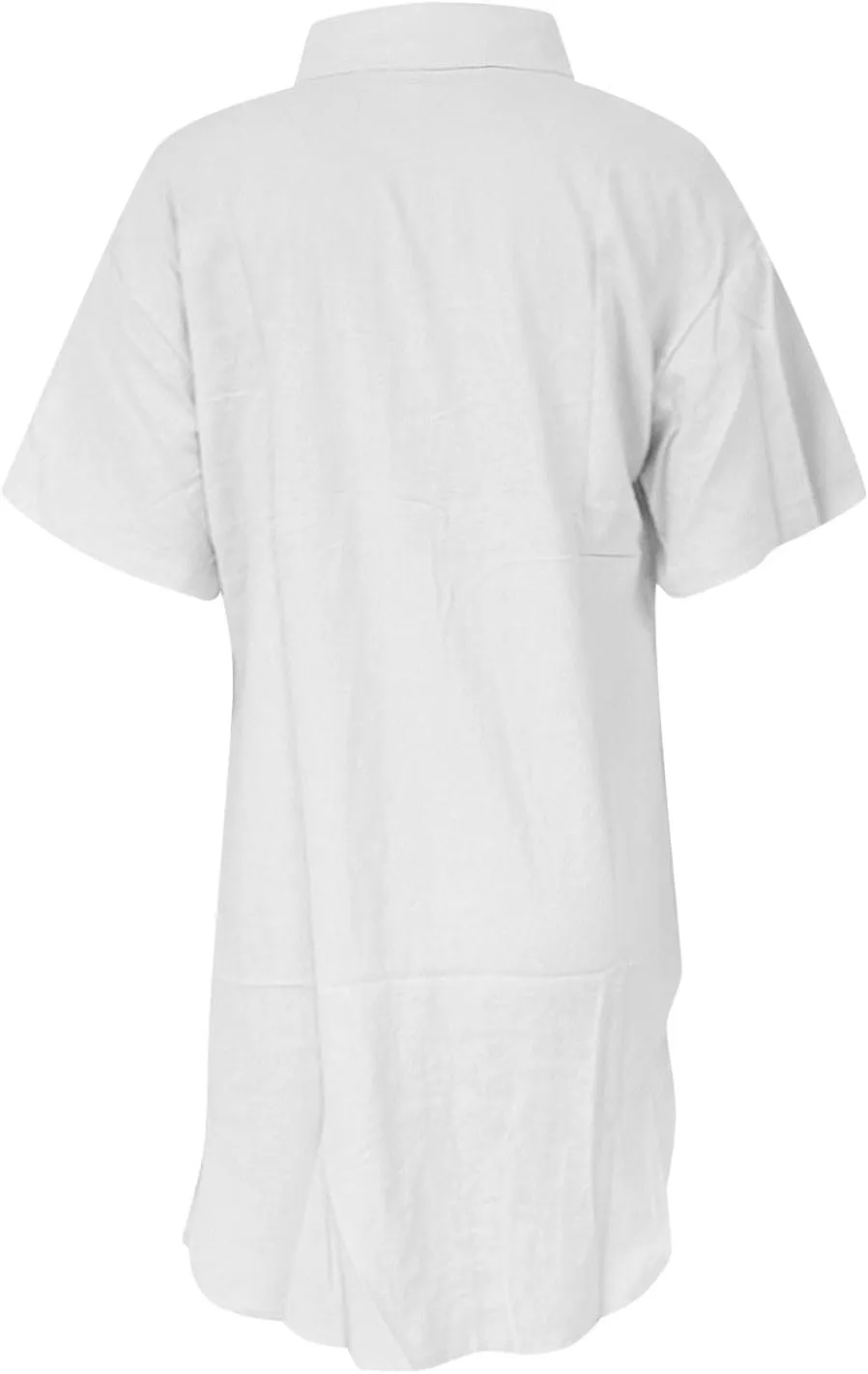 Oplxuo Womens Cotton Linen Mini Dress Casual Button Down Short Sleeve V Neck Shirt Dress with Pocket